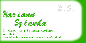 mariann szlamka business card